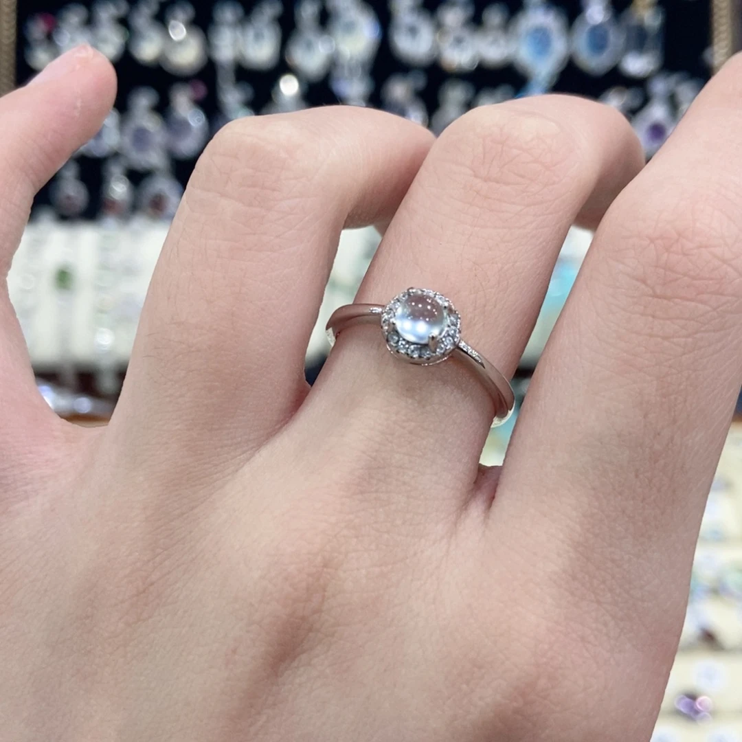 蛇纹石玉银S925镶嵌戒指