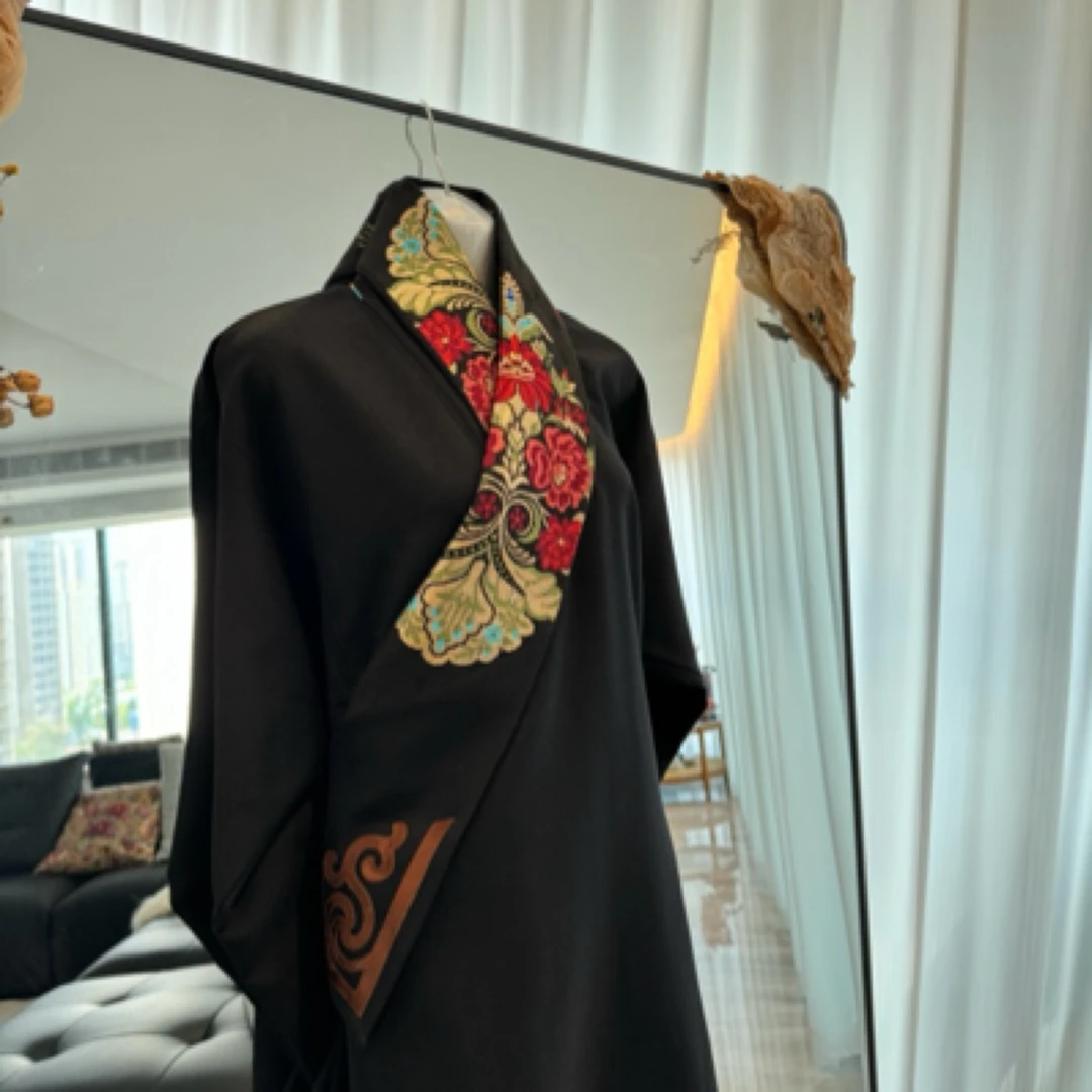 【扎溪卡纯手工】25款香水型特尔玛面料黑色高端女式藏族服饰藏袍