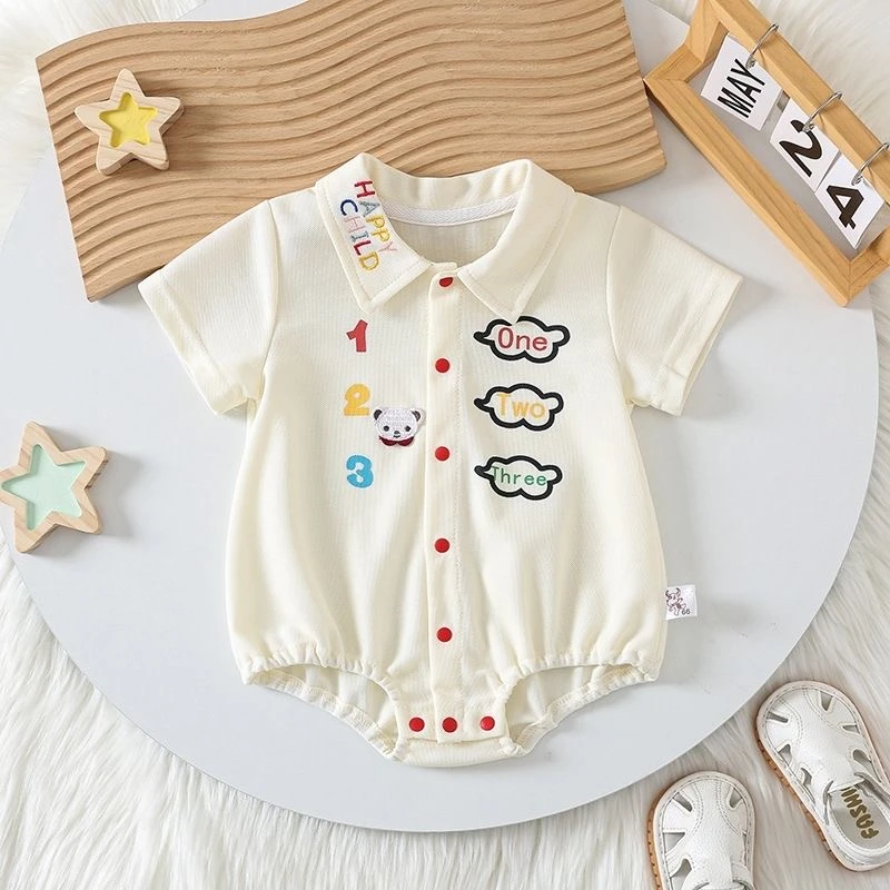 夏天新生幼儿满月包屁衣男宝宝连体衣夏装超萌婴儿衣服夏季外出服