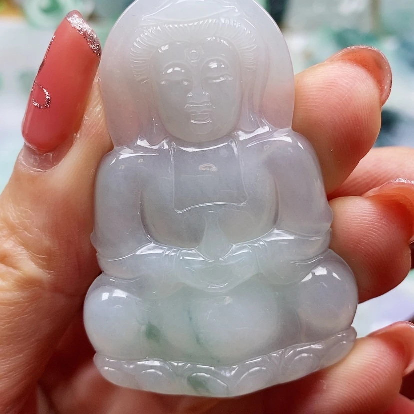 【闪购商品】翡翠颈饰未镶嵌天然翡翠A货观音