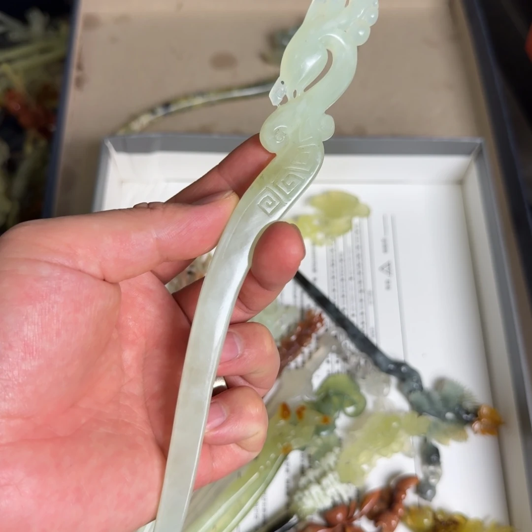 岫玉发饰未镶嵌明君玉簪就是好看