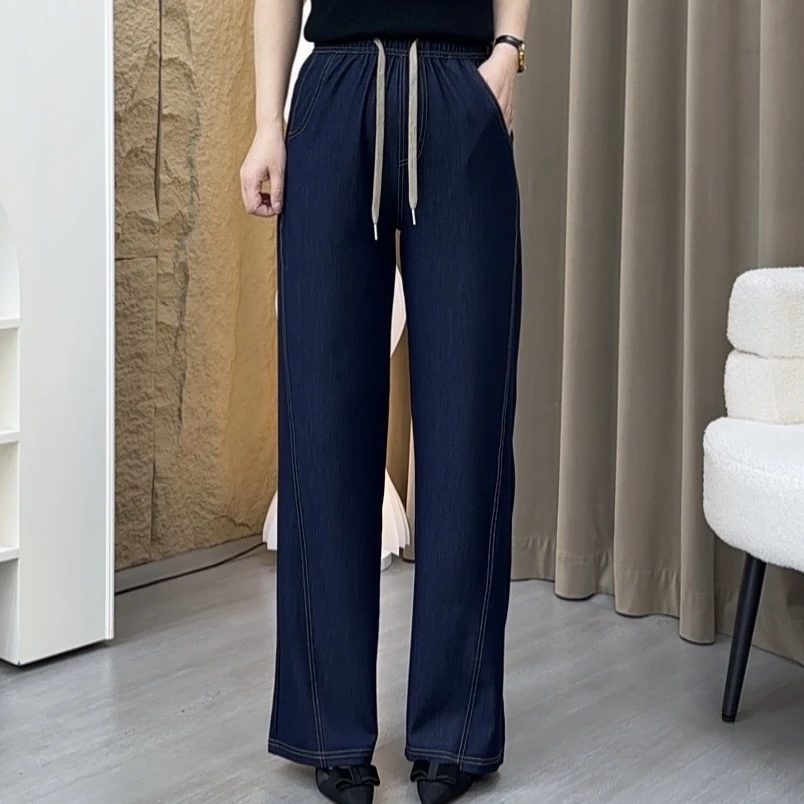 夏季新款爆款薄款正品高档流行洋气高腰宽松牛仔直筒裤NN8805