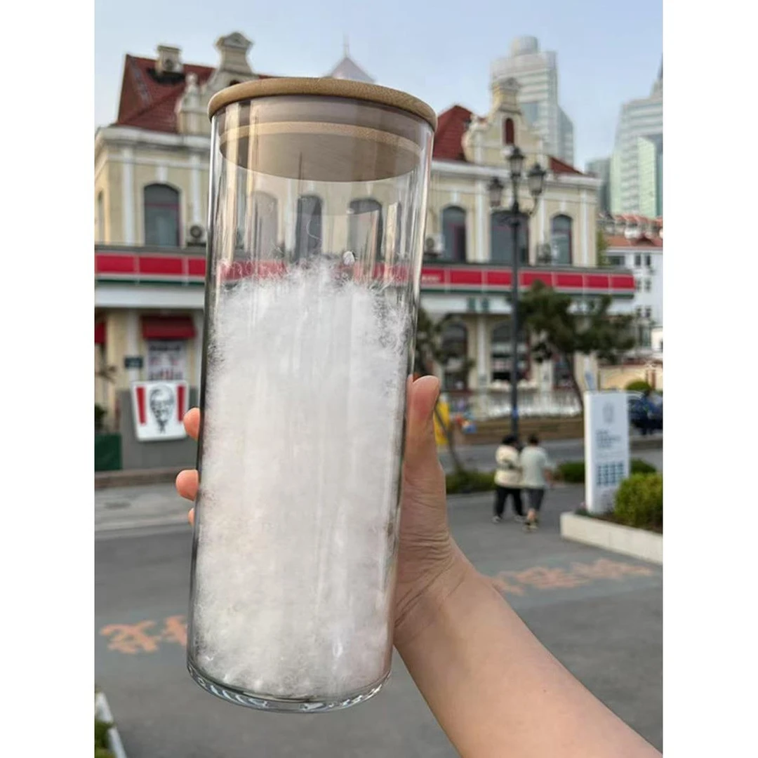 羽绒服直播展示样品内含羽绒木色盖亚克力圆直筒防摔透明瓶装羽绒