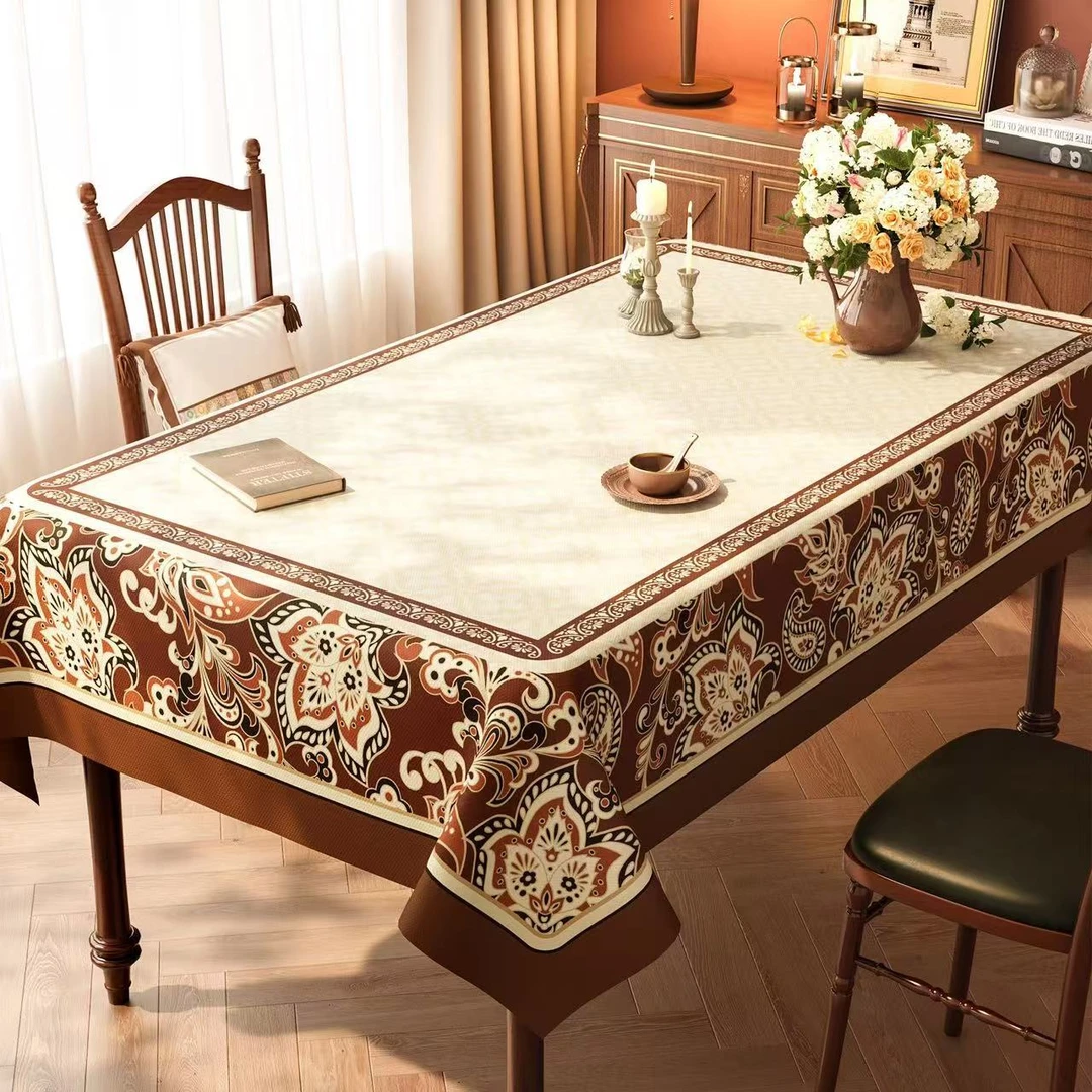 美式餐桌布2025新款轻奢高级感桌布防水防油免洗防烫客厅茶几台布