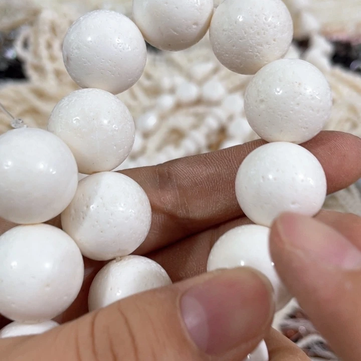 大理石磁石2颗18mm白原枝大圆珠