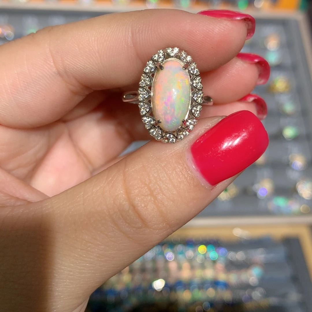 银S925镶嵌欧泊欧泊戒指l