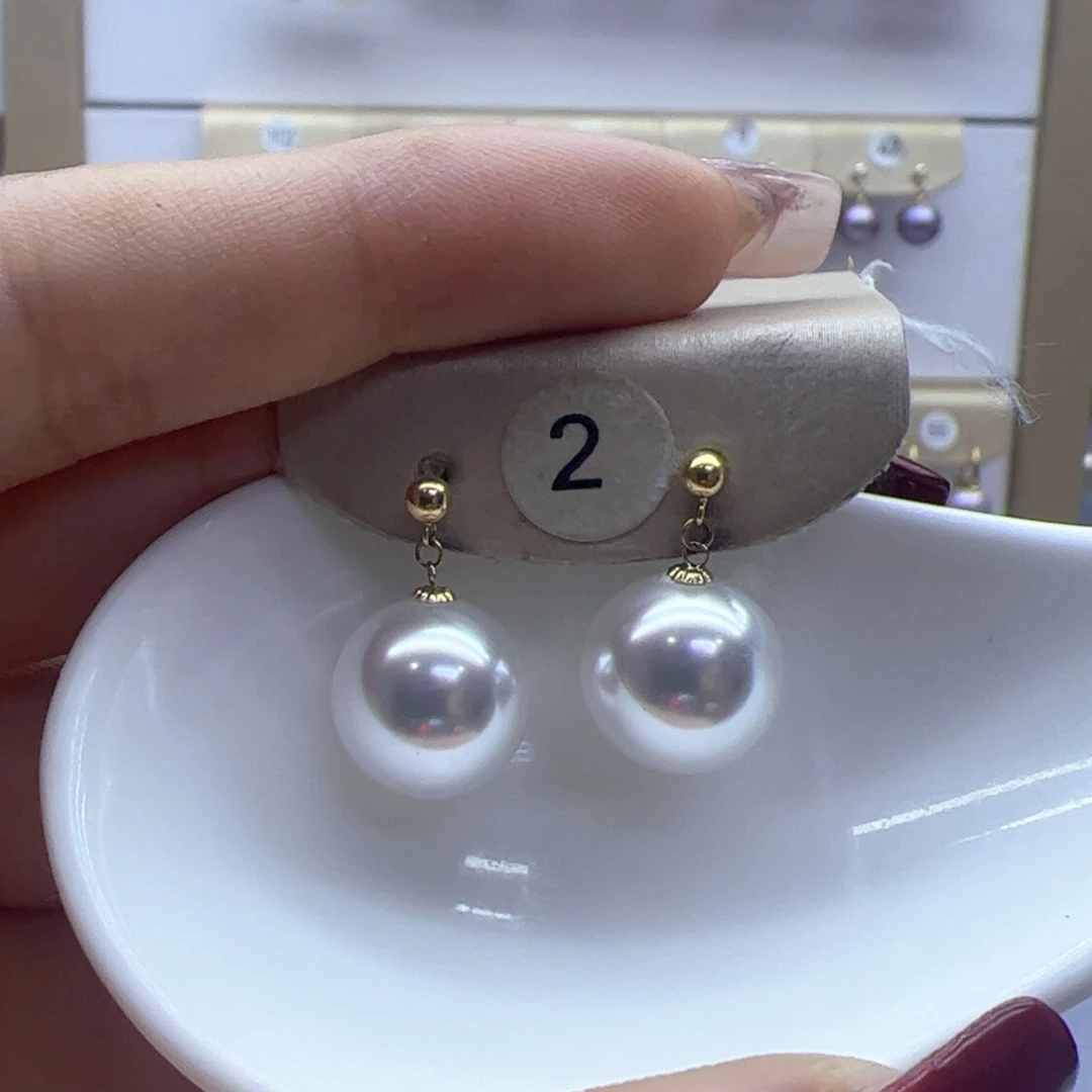 淡水珍珠耳饰18K金镶嵌