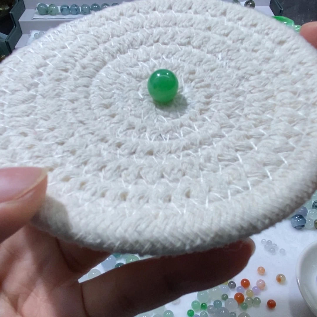 翡翠散珠翡翠圆珠 阳绿拉9.5