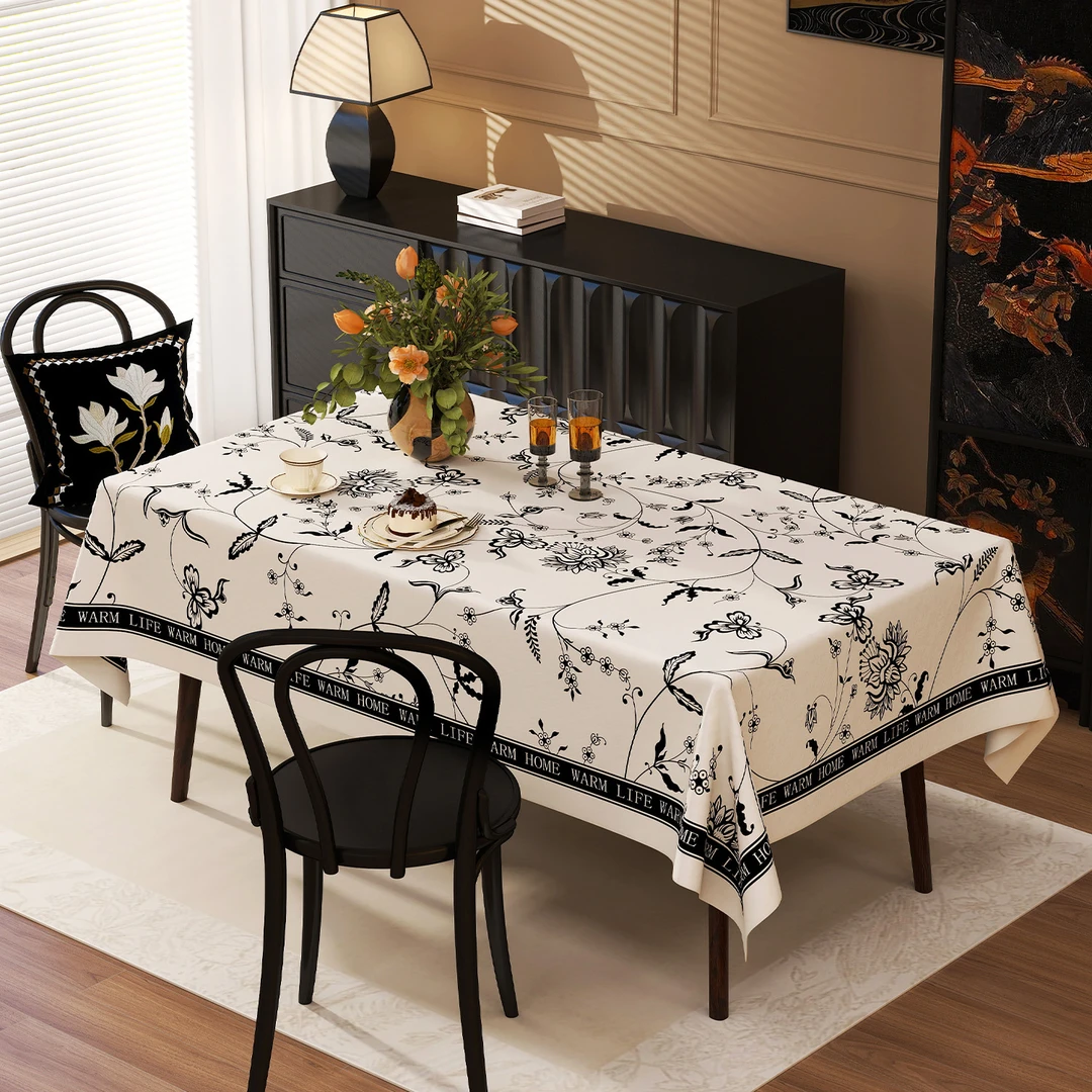 本知幸福绵延桌布防水防油防烫免洗轻奢高级感新款2025长方形布艺