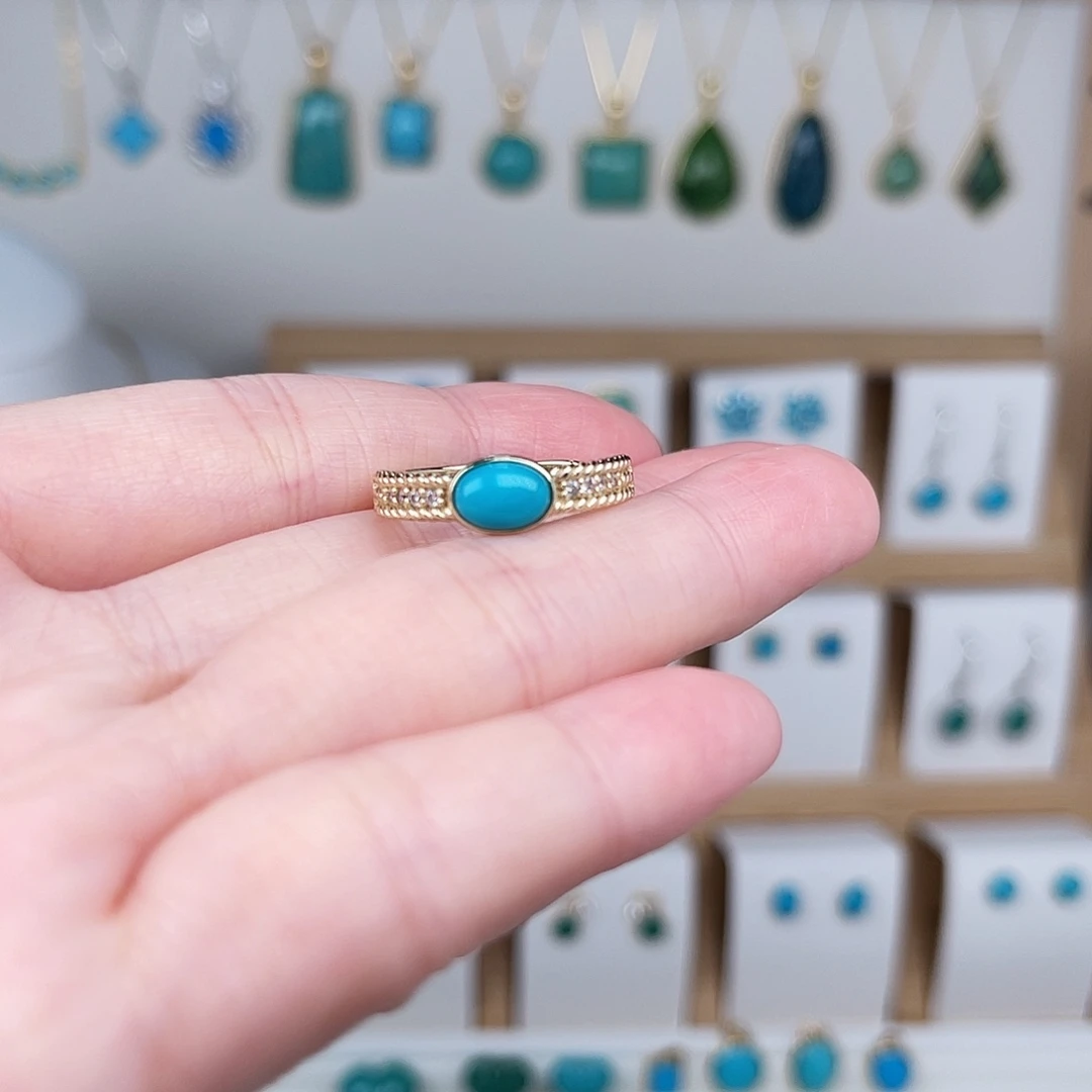 绿松石银S925镶嵌戒指