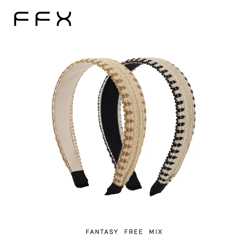 弗弗西FFX【本质主义】高级时尚亚麻编织勾边发箍