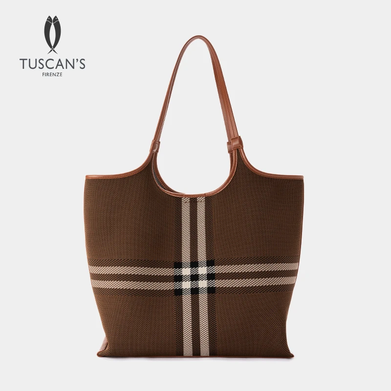 TUSCAN'S拼色腋下包大容量托特包极简单肩包女款通勤包包TS时代
