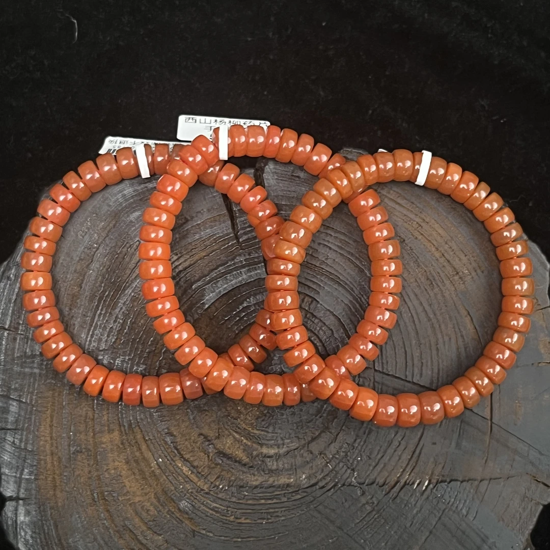 原矿无优化保山南红西山杨柳7-8mm艳红药片手串多样性发1