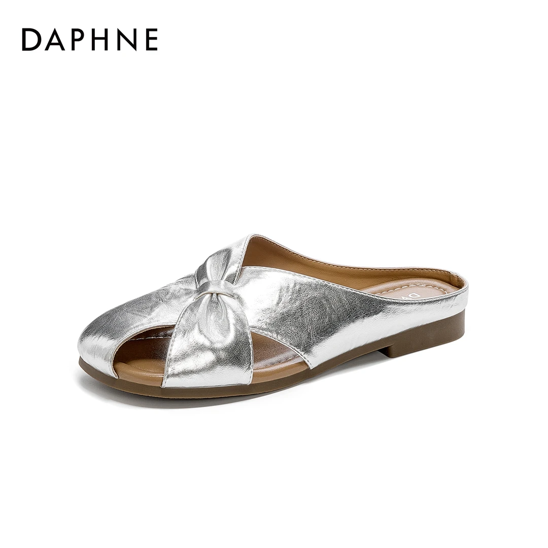 达芙妮包头半拖鞋时尚女夏季平底软底温柔气质一脚蹬外穿凉拖鞋