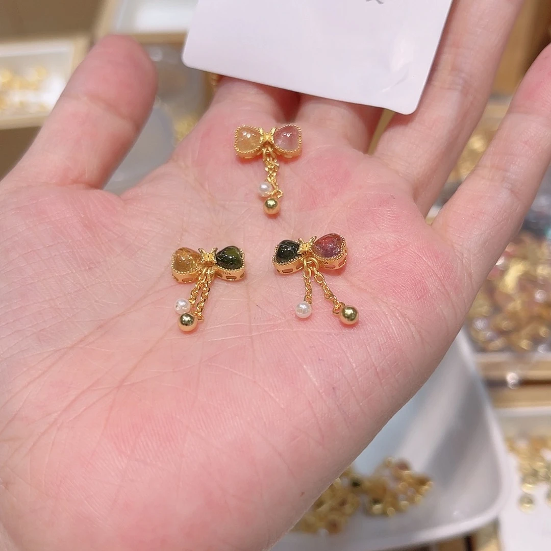 碧玺珠宝半成品银S925镀金镶嵌50 。