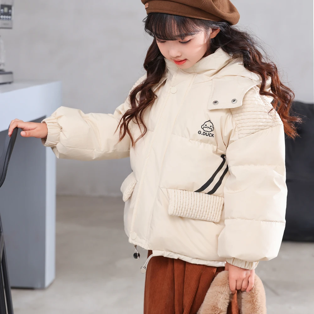 儿童秋冬韩版绗棉设计绒羽服男女宝宝加厚冬季保暖连帽防寒外套