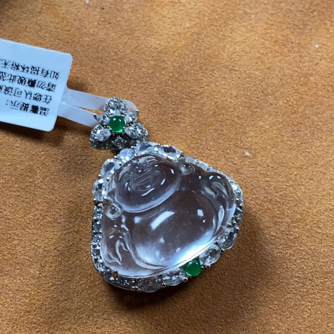 石英质玉银S925镶嵌颈饰佛公