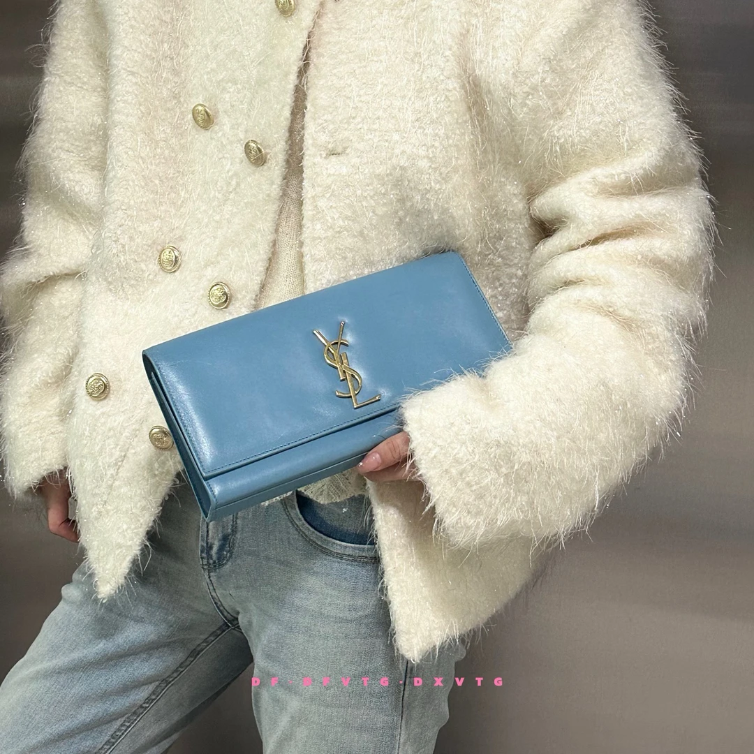 95新 YSL/圣罗兰 ysl蓝色晚宴手拿包