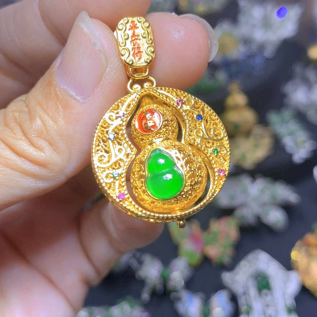 翡翠银S925镶嵌吊坠(不含链)天然