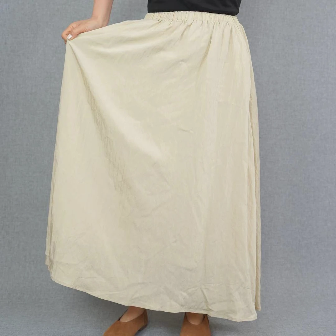 【0869】半身裙~松紧腰有口袋的时尚百搭慵懒简约不挑人穿的A字裙