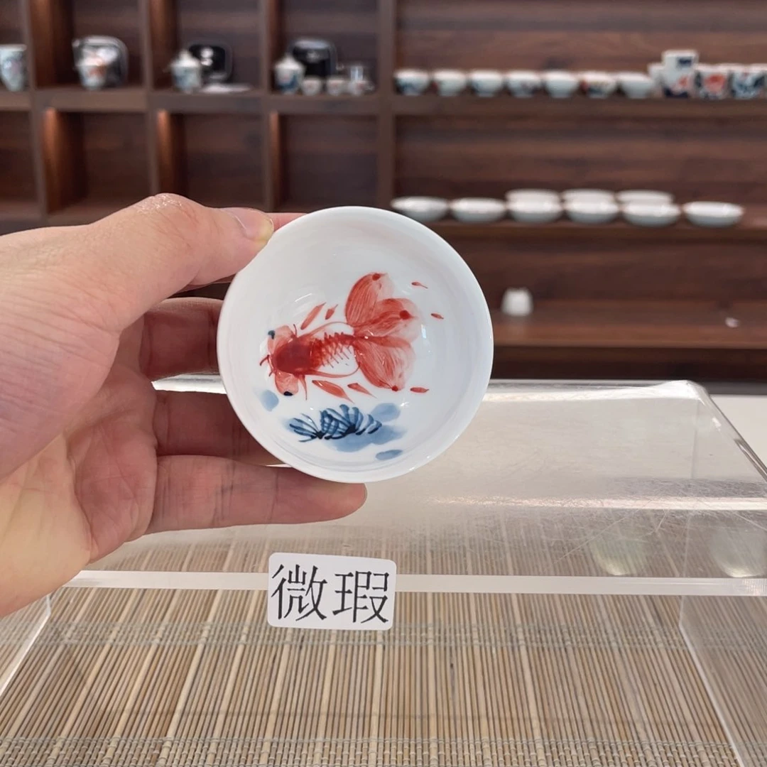 釉下手绘茶具微瑕