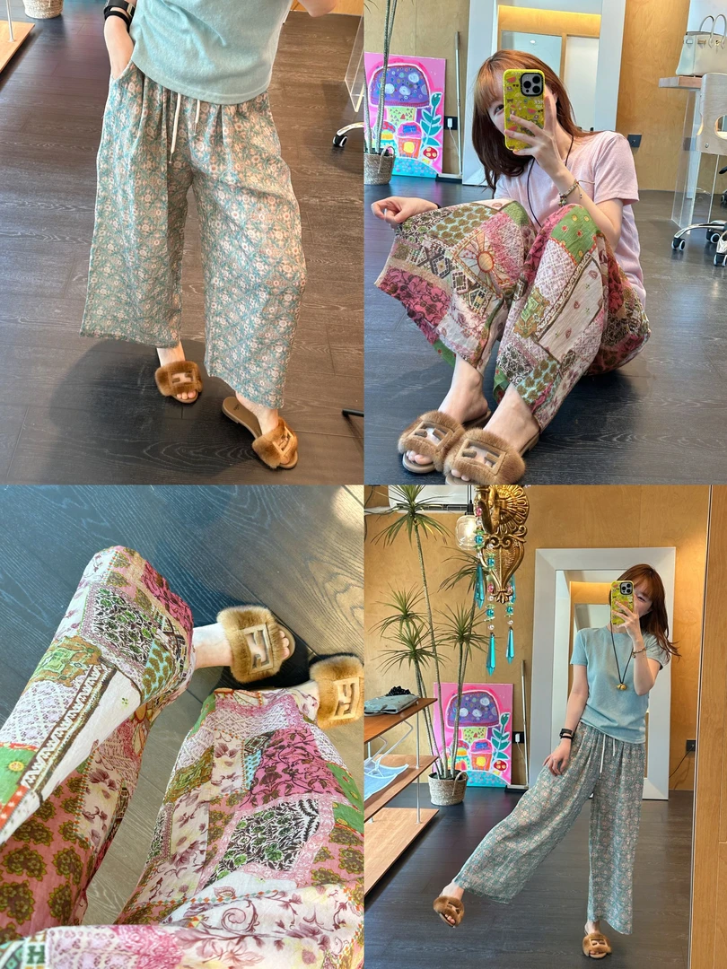 【BORAKOO】绿意清茶~花信度假风阔腿裤