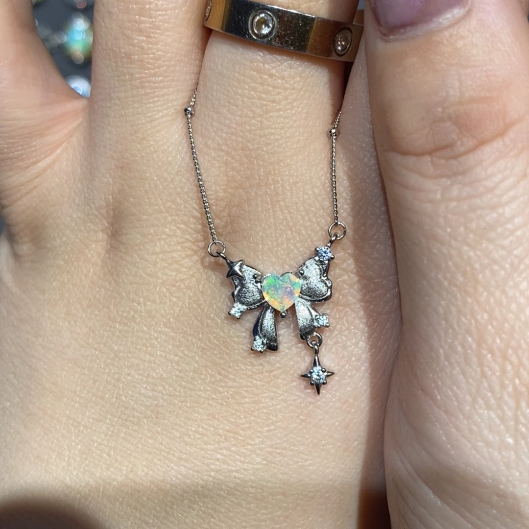 欧泊银S925镶嵌项链