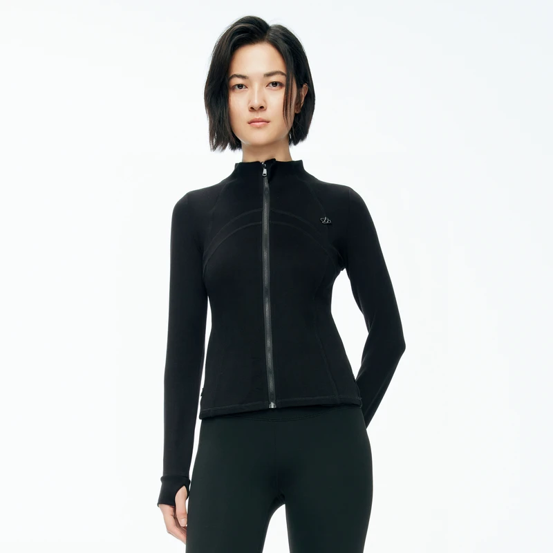 婉甸2025年冬季新品黑色长袖拉链上衣1244Y04SX5