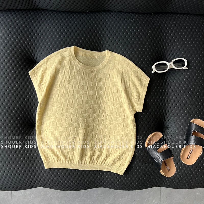 【小首尔】Q6黄现货-儿童夏季针织薄款百搭短袖T恤上衣HBB7620