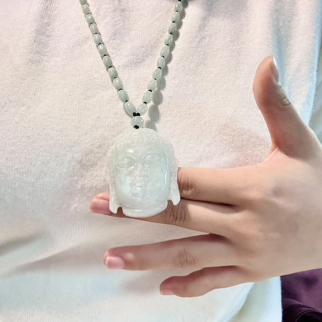 天然翡翠玉石佛首编绳珠链吊坠【多样性发其一】BH258