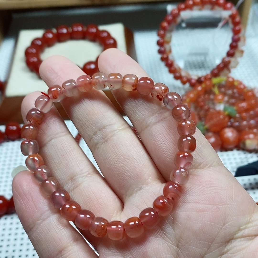 南红玛瑙未镶嵌手链卡6.5