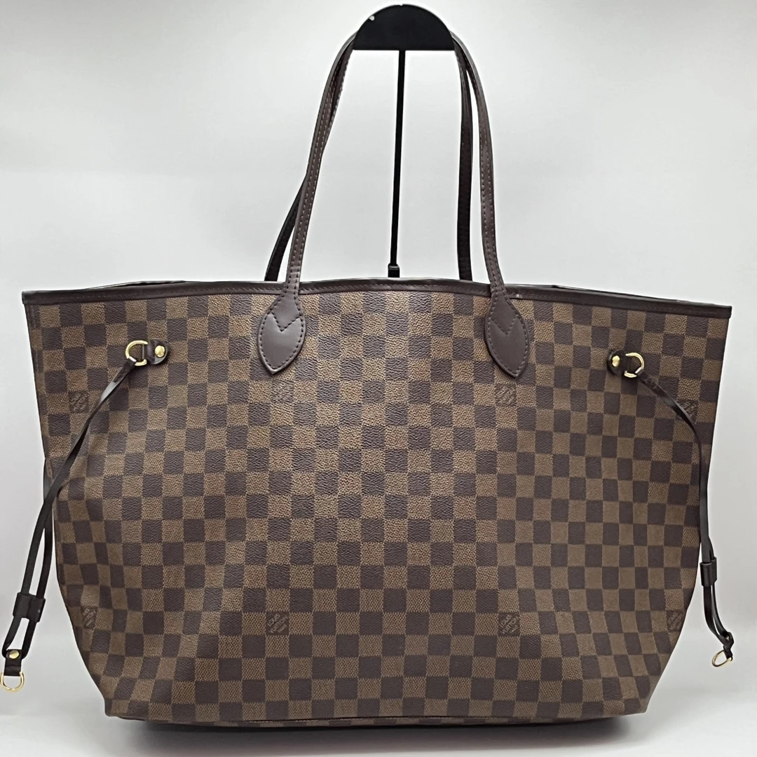 95新 LouisVuitton/路易威登 neverfull棕棋盘格大号手提袋 05450