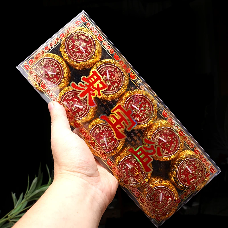 一桶金聚宝盆水晶元宝防风无烟蜡烛佛前供奉家用室内长明灯4小时