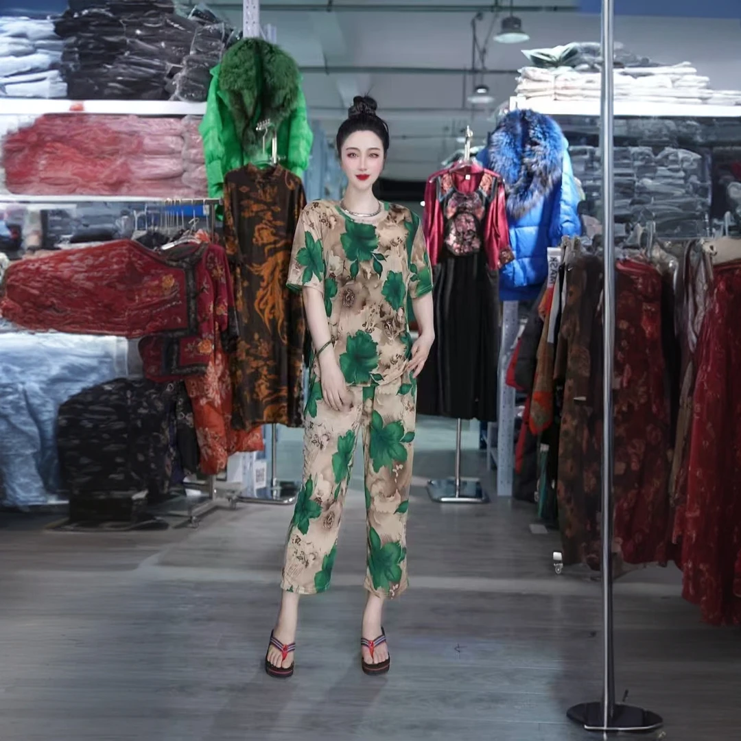 【上衣+裤子】夏季休闲冰丝凉爽时尚高级舒适套装