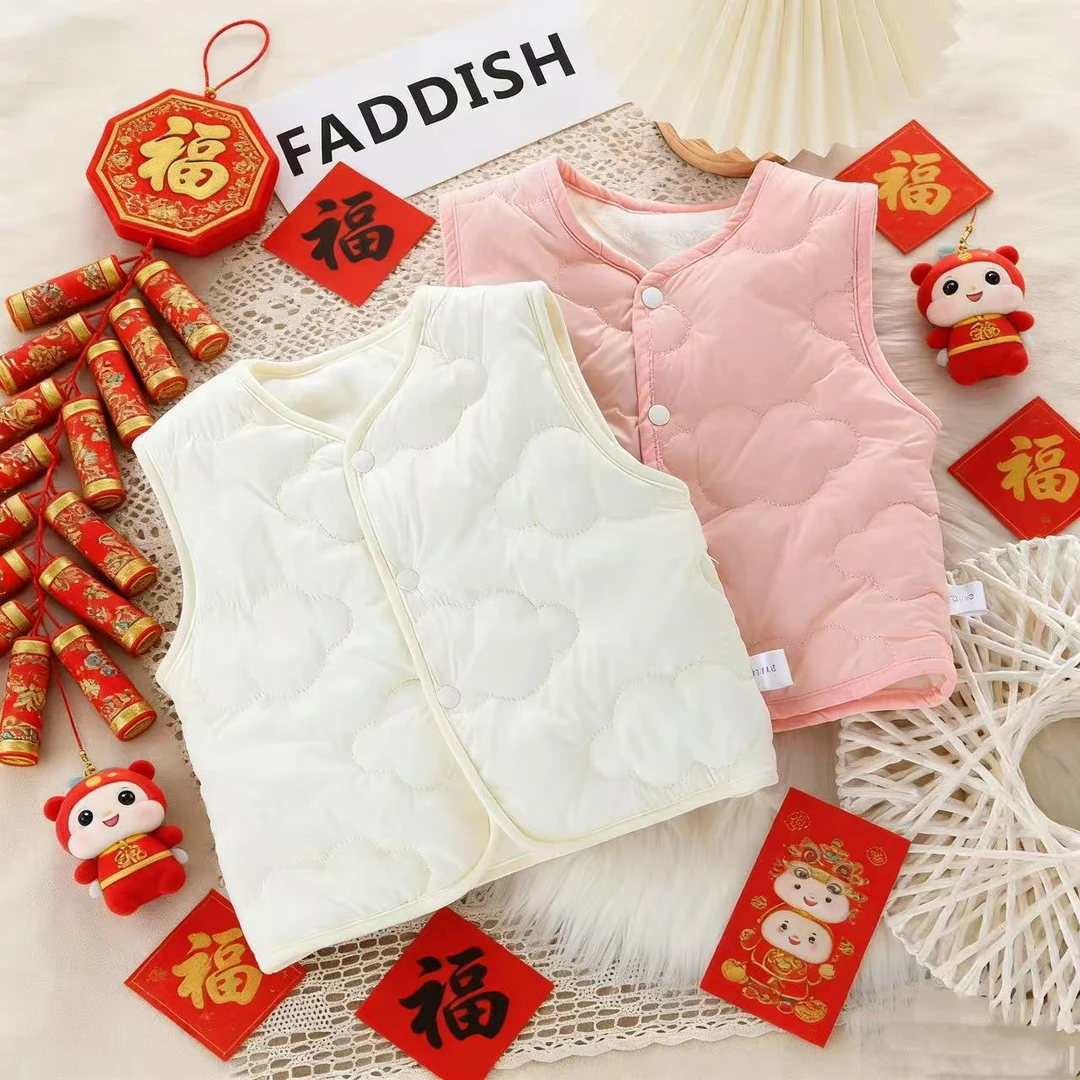 婴儿马夹秋冬棉服加厚保暖马甲外穿背心坎肩轻薄秋冬季绒里薄棉