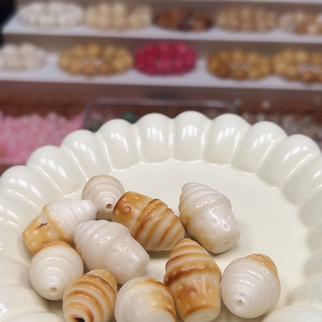 菩提根/象牙果手串瑕疵清炭烤冰淇淋10颗有裂