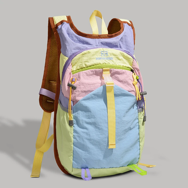 护脊双根背负款拉链防盗双肩包撞色便携日系老钱风