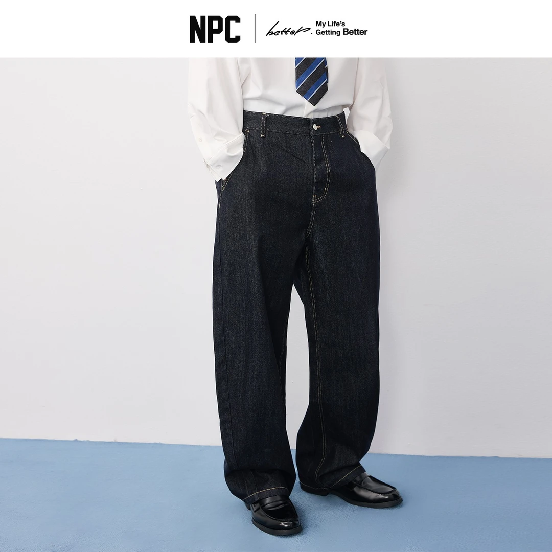 NPC潮牌【原牛】牛仔裤复古单宁vintage弯刀裤休闲百搭中腰NP57DT60