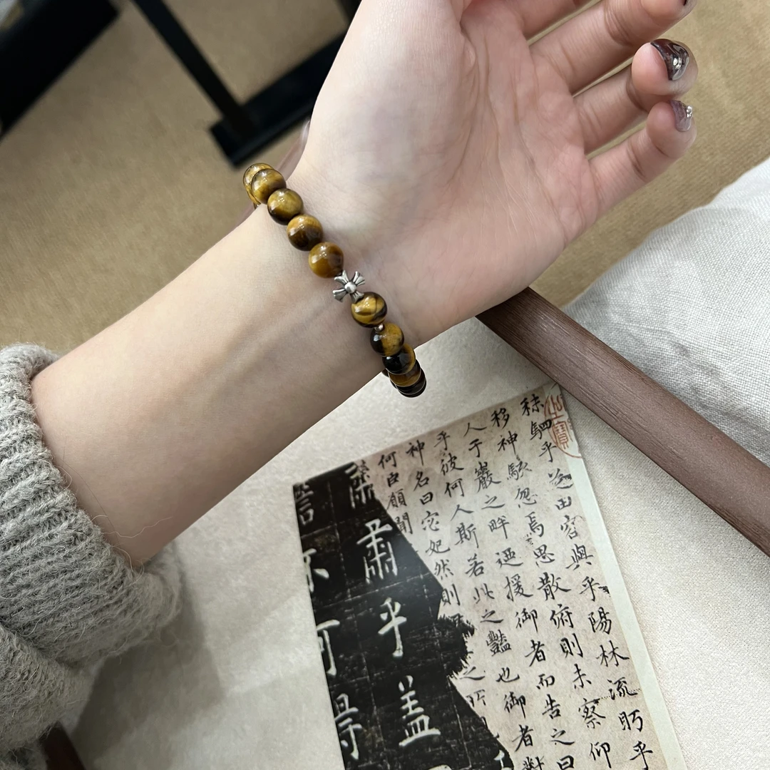 Y2428-【克罗心】天然A级黄虎眼石小众高级感手串手链女多样性发