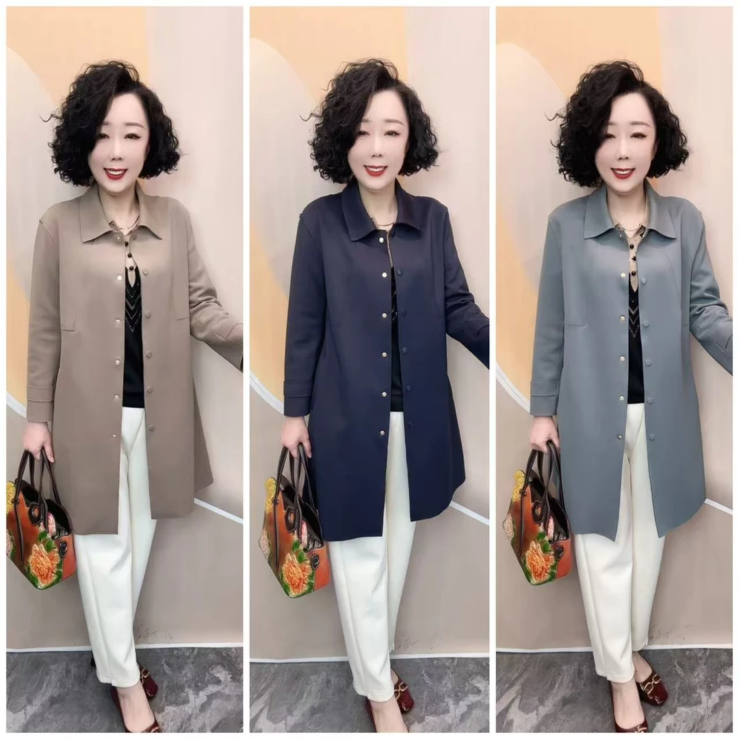 861新款翻领时尚宽松大码百搭中款不加衬风衣，衣长92厘米