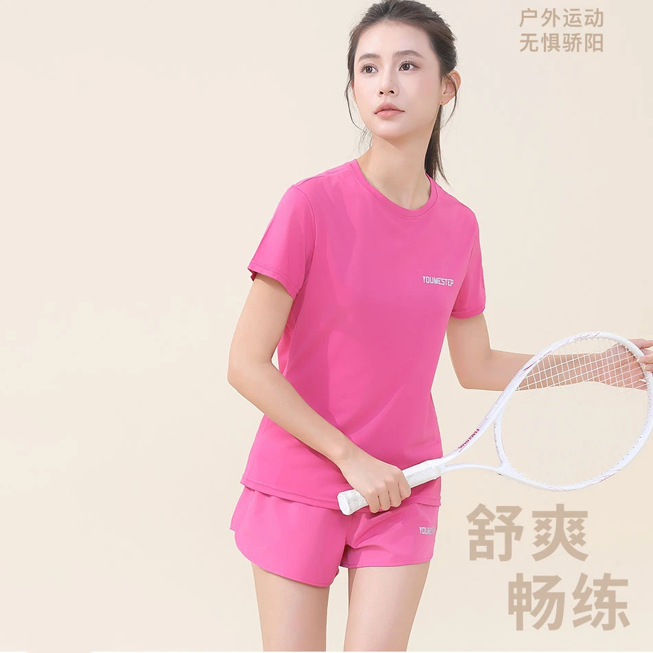 YOUMESTEP运动跑步套装女健身短裤夏季新款t恤晨跑服瑜伽服速干衣