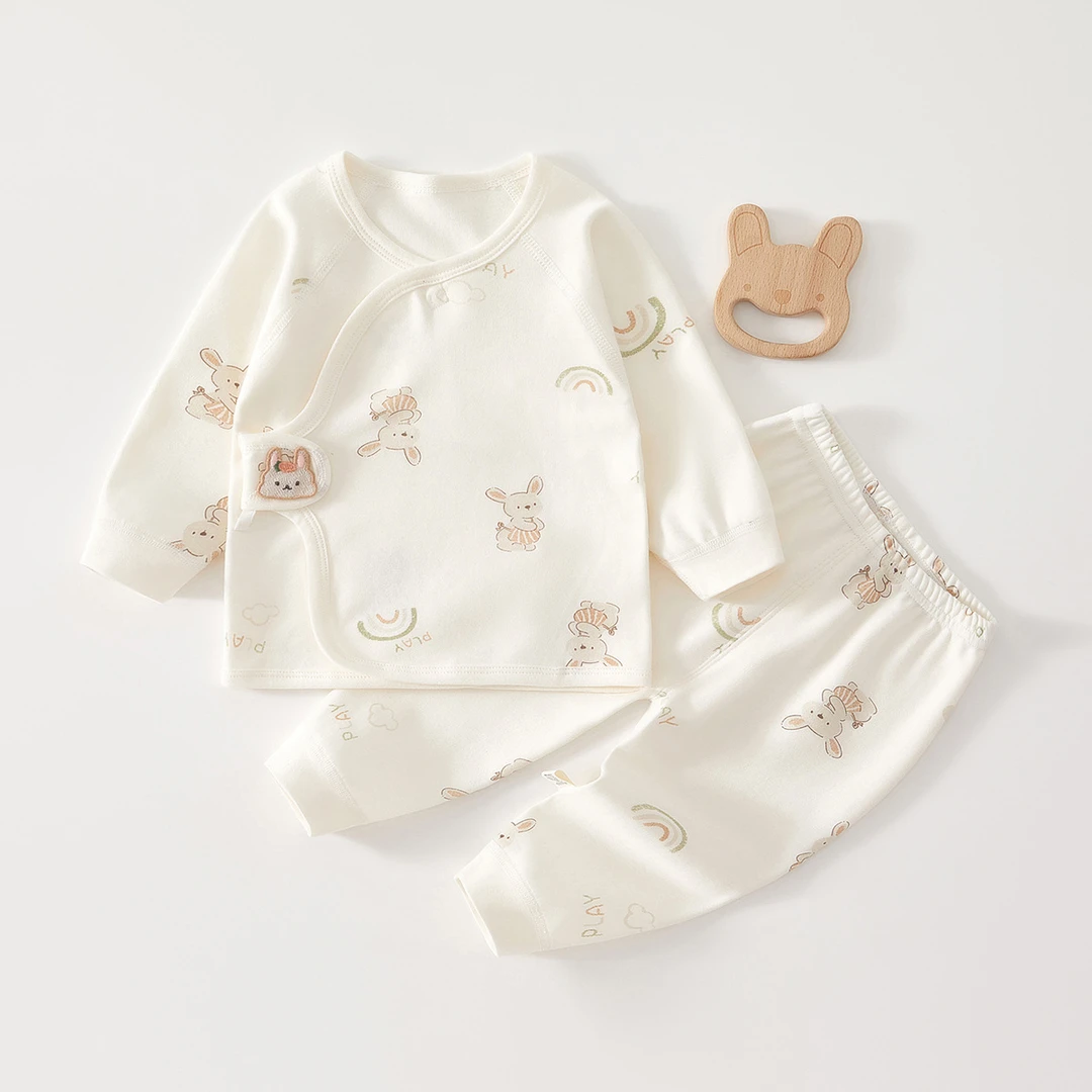 婴儿衣服纯棉套装秋冬打底内衣0-3月6宝宝新生儿衣服春秋薄款睡衣