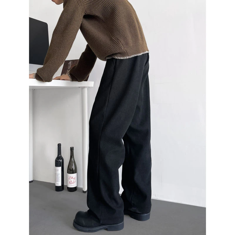 美拉德灯芯绒裤子男款秋冬季加绒加厚休闲长裤大码宽松阔腿微喇裤