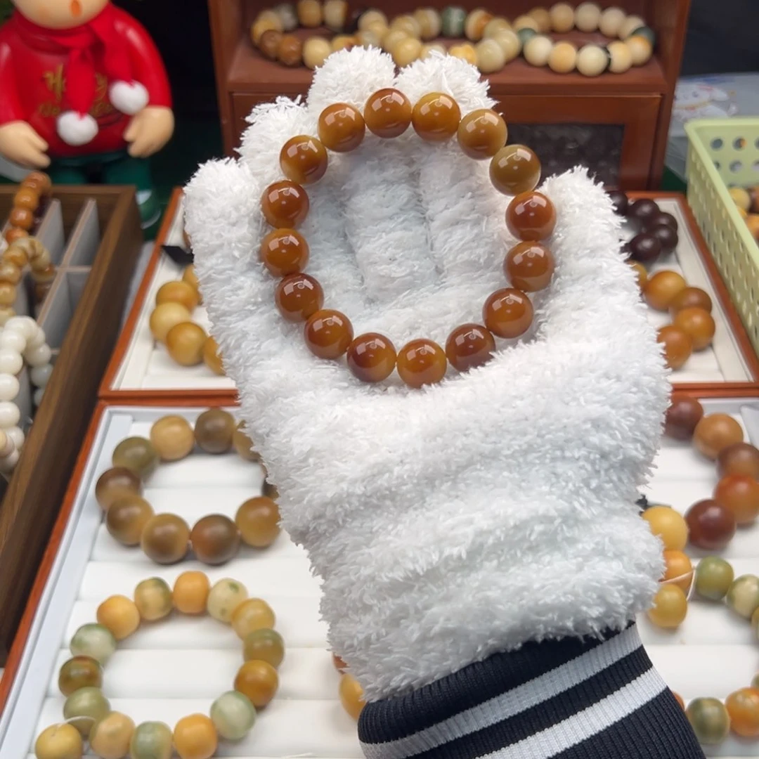 菩提根/象牙果手串卡14微微瑕虎皮奶酪