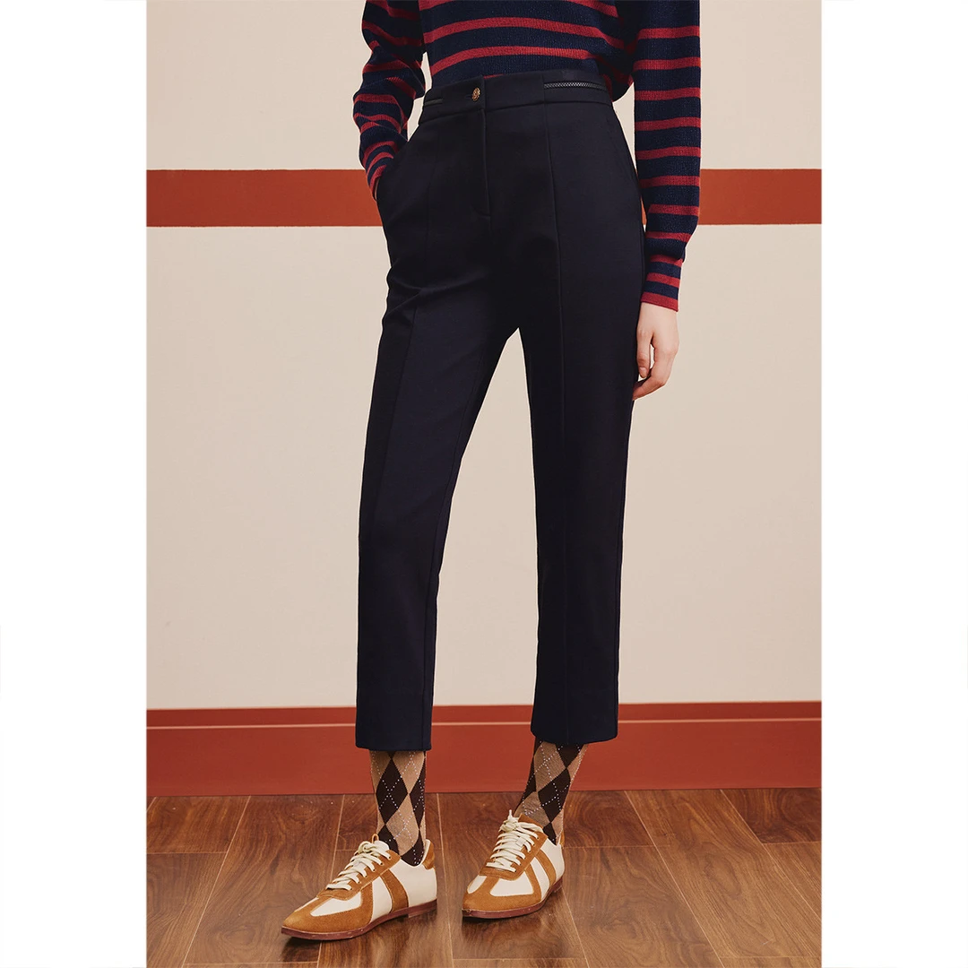 PSALTER诗篇修身直筒西装裤九分休闲裤6C33520068