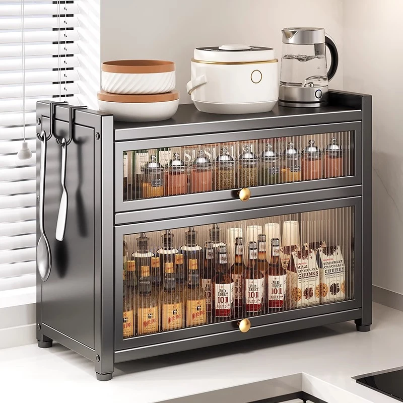 厨房多功能三层调味品置物架家用调味料收纳架油盐酱醋多层柜门