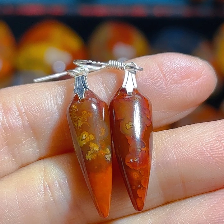 玛瑙/玉髓耳坠银S925镶嵌阳****3