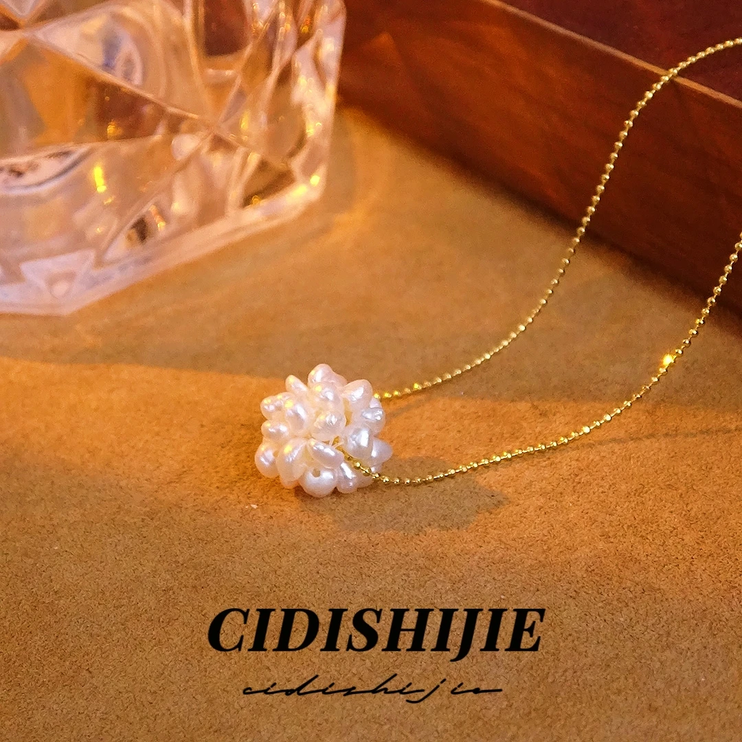 0135纯手工 天然淡水珍珠项链 花蕊项链女