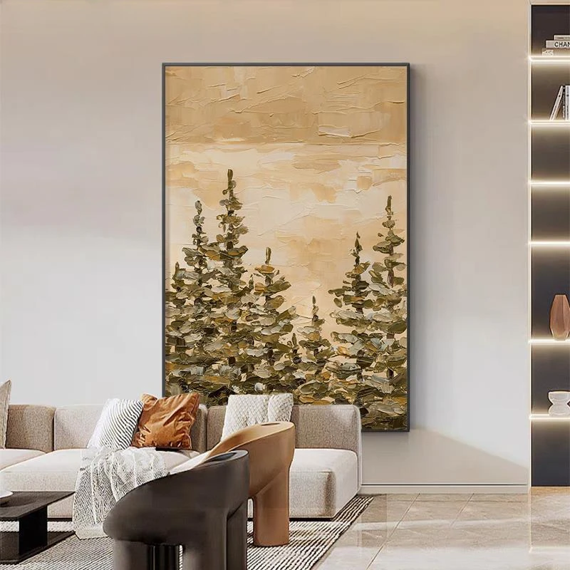 奶油风客厅装饰画侘寂沙发背景墙落地画抽象艺术餐厅壁画玄关挂画