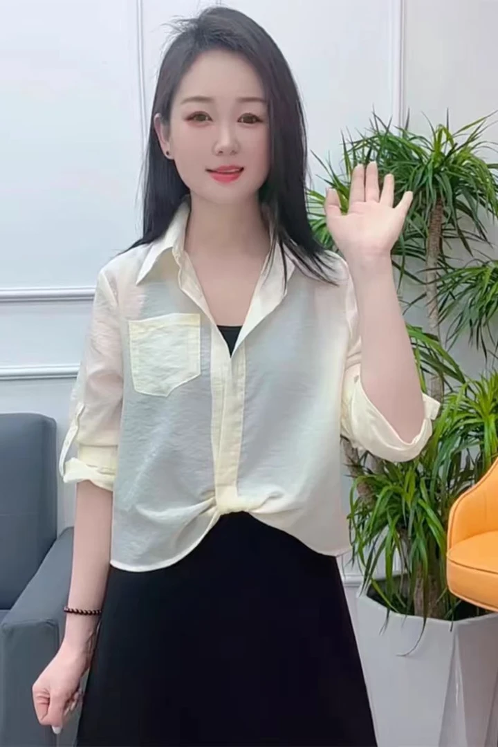 2211/高级感薄款休闲时尚防晒衬衣(衣长约50